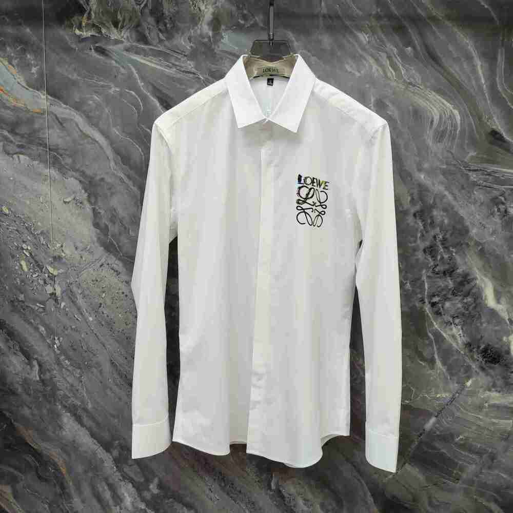 LOEWE White Shirt Colorful Anagram Front & Back Embroidery